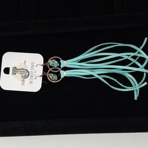 The jewelry junkie long suede and stone earrings NWT